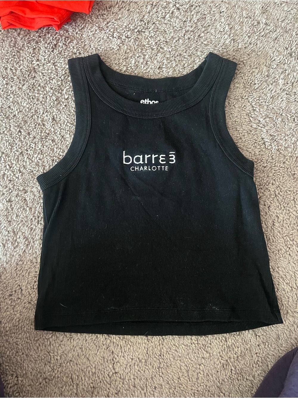 barre3 Charlotte Black Ribbed Tank Top